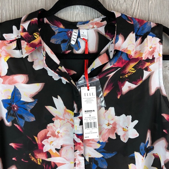 Sleeveless Flowered Button Up Collared Top NWT S - Picture 3 of 5